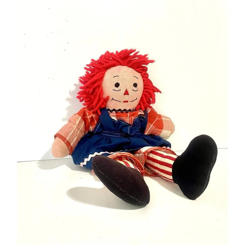 Vintage Raggedy Ann Doll Blue Dress Red Hair 20